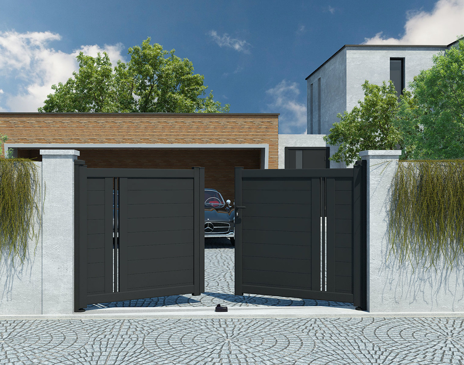 Portails aluminium KOSTUM à Leuville-sur-Orge (91) - La Fermeture Parisienne project-slider-image